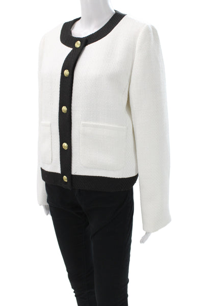 J Crew Womens Basic Jacket White Button Long Sleeve Polyester Size 12
