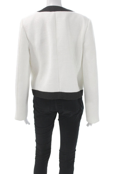 J Crew Womens Basic Jacket White Button Long Sleeve Polyester Size 12