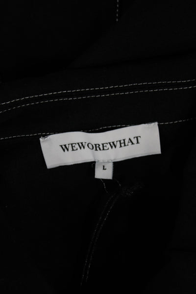 Weworewhat Women Black Basic Jacket Button Collar Long Sleeve Size L