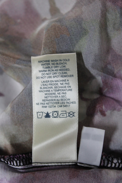 Bella Dahl Womens Floral Collared Rayon Button Blouse Long Sleeve Size L