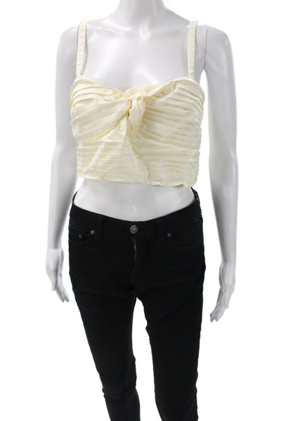 Anthropologie Women Corset Top Ivory Square Neck Sleeveless Size L