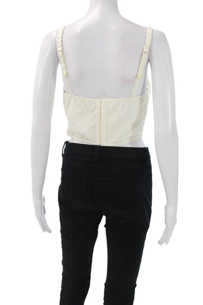 Anthropologie Women Corset Top Ivory Square Neck Sleeveless Size L