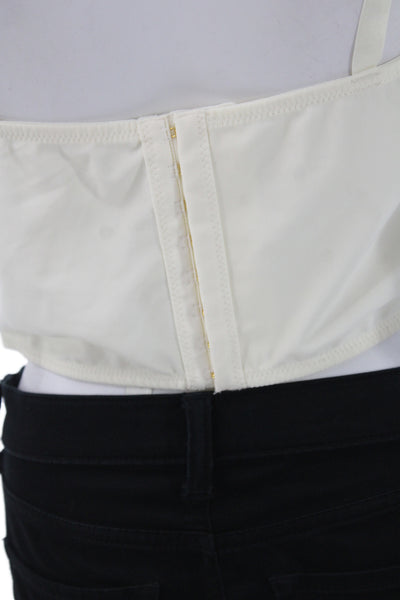 Anthropologie Women Corset Top Ivory Square Neck Sleeveless Size L