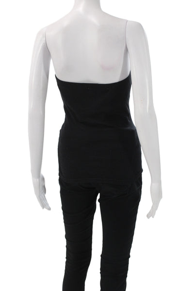 Project Social T Womens Black Off Shoulder Tie Sleeveless Basic Tank Size L