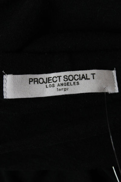 Project Social T Womens Black Off Shoulder Tie Sleeveless Basic Tank Size L