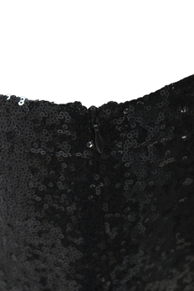 Banana USA Womens A-Line Party Sequin Knee Length Skirt Black Zip Size L
