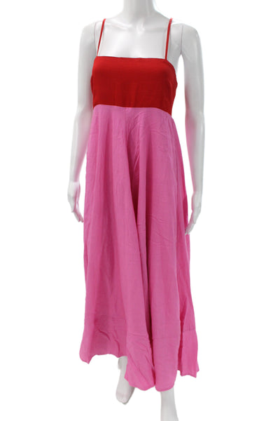 We're All Pretty Girls Womens Maxi Dress Pink Square Neck Sleeveless Size L
