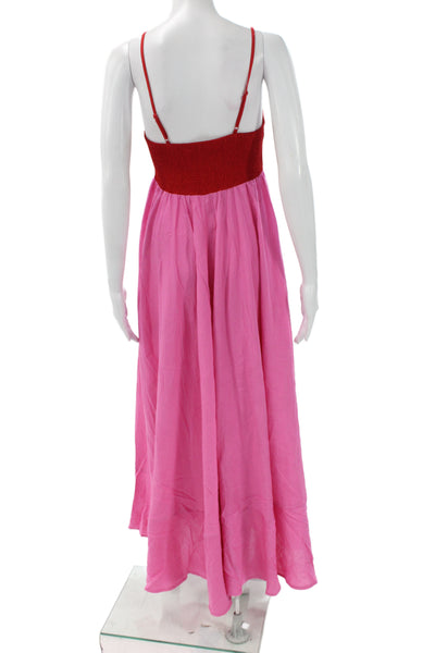 We're All Pretty Girls Womens Maxi Dress Pink Square Neck Sleeveless Size L