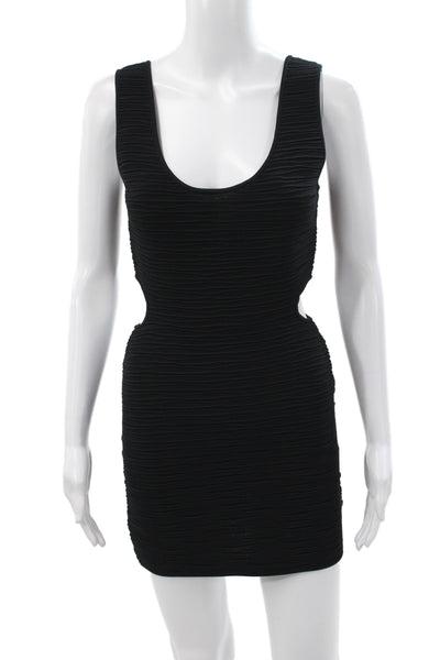 Proenza Schouler Women Black Bodycon Dress Cloque Knit Sleeveless Size S