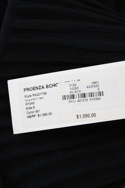 Proenza Schouler Women Black Bodycon Dress Cloque Knit Sleeveless Size S