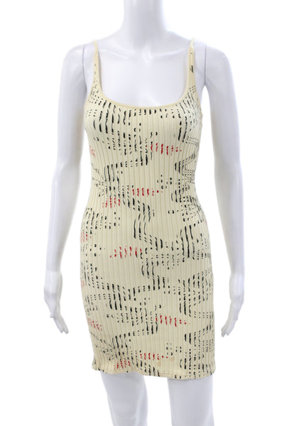 Paco Rabanne Women Bodycon Beige Scoop Neck Sleeveless Cotton Dress Size M