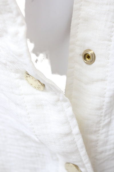 Sandro Women Jumpsuit Collared Long Sleeve Ivory Viscose Snap Closure Size S