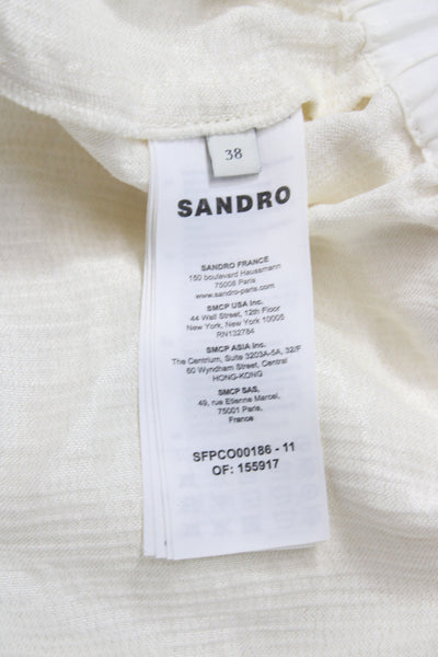 Sandro Women Jumpsuit Collared Long Sleeve Ivory Viscose Snap Closure Size S