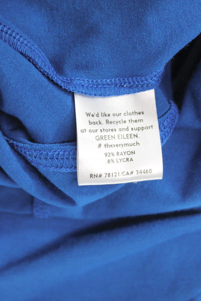 Eileen Fisher Women Trapeze Swing Dress Blue 3/4 Sleeve Scoop Neck Size XS