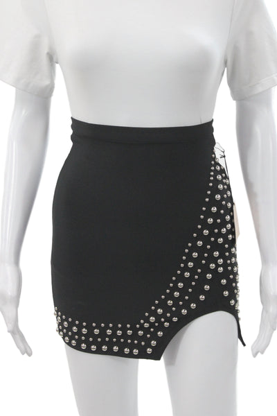 Superdown Womens Studded Mini Skirt Black Zip Size 2XS