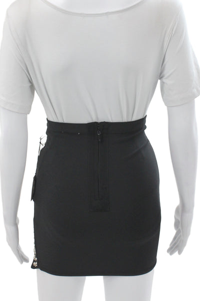 Superdown Womens Studded Mini Skirt Black Zip Size 2XS