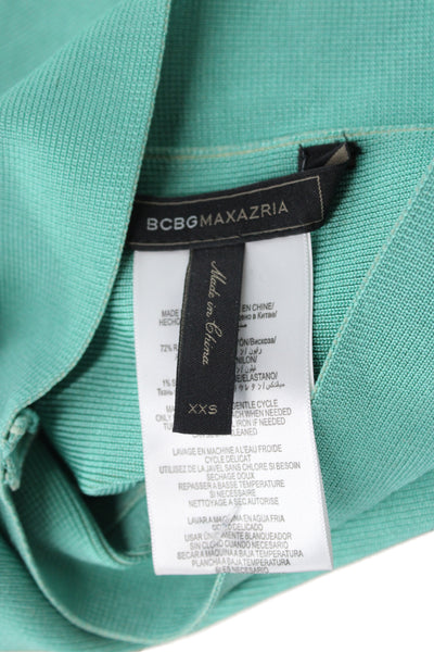 BCBG Max Azria Womens Bandage Mini Skirt Green Rayon Size 2XS