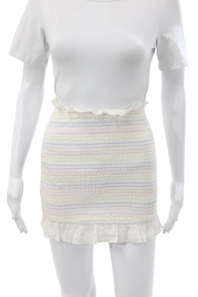 Privacy Please Womens White Striped Cotton Mini Skirt Set Boho Size 2XS