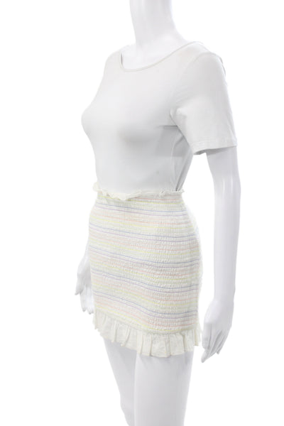 Privacy Please Womens White Striped Cotton Mini Skirt Set Boho Size 2XS