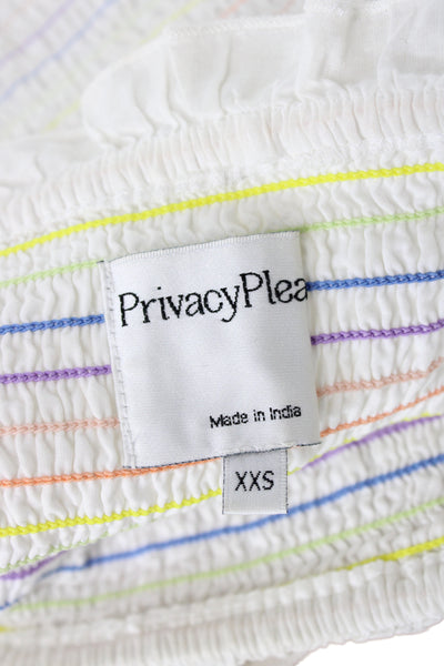 Privacy Please Womens White Striped Cotton Mini Skirt Set Boho Size 2XS
