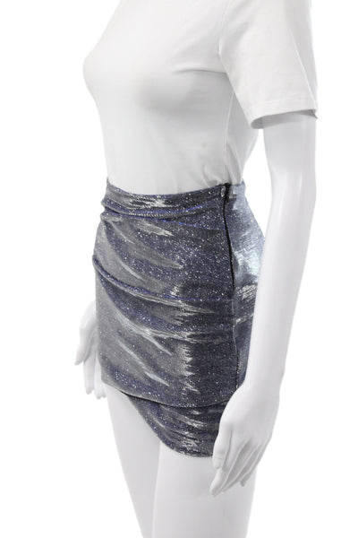 Superdown Womens Mini Skirt Blue Glitter Zip Polyester Solid Fall Size 2XS