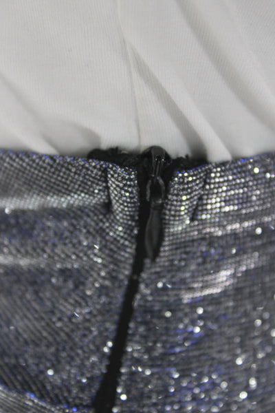 Superdown Womens Mini Skirt Blue Glitter Zip Polyester Solid Fall Size 2XS
