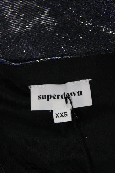 Superdown Womens Mini Skirt Blue Glitter Zip Polyester Solid Fall Size 2XS