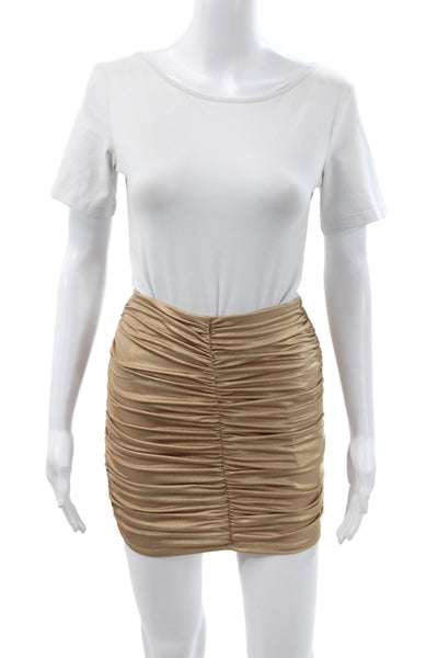 Lovers + Friends Womens Gold Metallic Mini Skirt Pull On Size 2XS