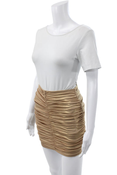 Lovers + Friends Womens Gold Metallic Mini Skirt Pull On Size 2XS