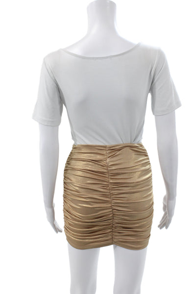 Lovers + Friends Womens Gold Metallic Mini Skirt Pull On Size 2XS