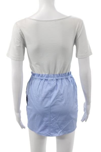 Superdown Women Mini Skirt Blue Drawstring Cotton Solid Summer Size 2XS