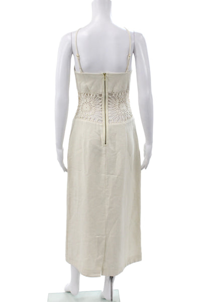 Farm Rio Womens Boho Ivory Viscose Halter Maxi Dress Zip Sleeveless Size 0P