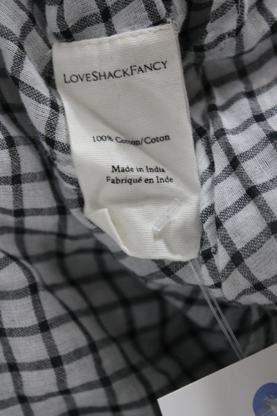 Love Shack Fancy Womens Maxi Dress Black Floral Check Scoop Neck Zip Size 2
