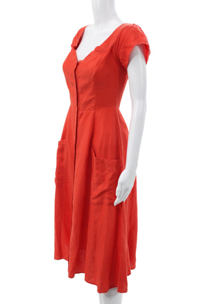 Reformation Womens Red Sweetheart Sundress Short Sleeve Tencel Size 2