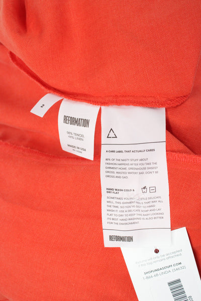 Reformation Womens Red Sweetheart Sundress Short Sleeve Tencel Size 2