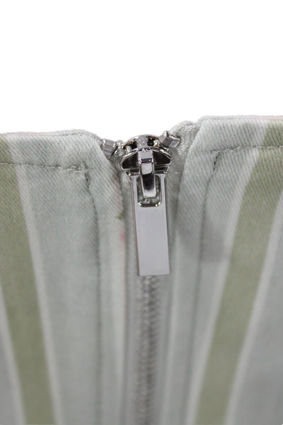 We Wore What Women Corset Top Green Floral Square Neck Sleeveless Zip Size S
