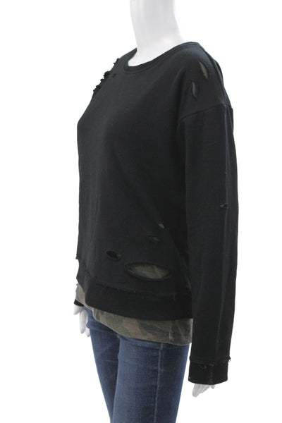 Generation Love Womens Black Camo Pullover Sweatshirt Long Sleeve Size XS