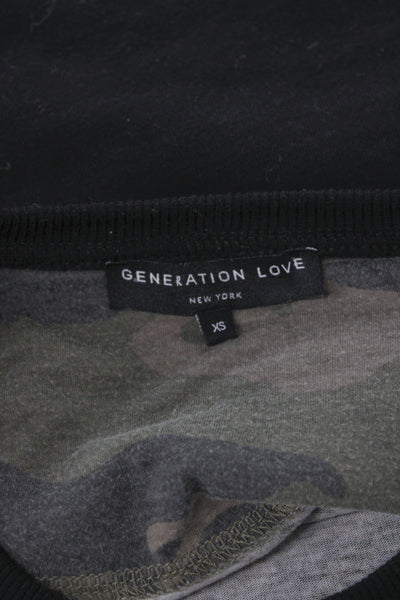 Generation Love Womens Black Camo Pullover Sweatshirt Long Sleeve Size XS