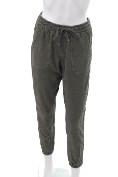 Athleta Women Jogger Pants Green Drawstring Cotton Athleisure Size 2