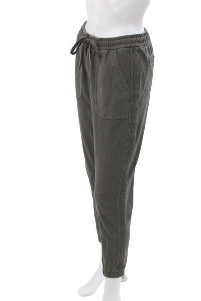 Athleta Women Jogger Pants Green Drawstring Cotton Athleisure Size 2