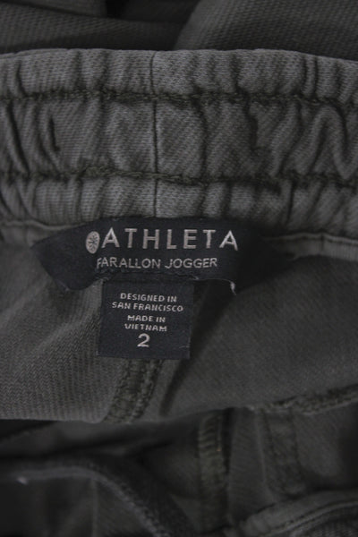 Athleta Women Jogger Pants Green Drawstring Cotton Athleisure Size 2