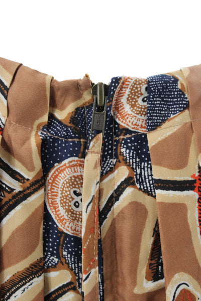 Ulla Johnson Women Silk Batik Maxi Dress Short Sleeve Brown Size 4