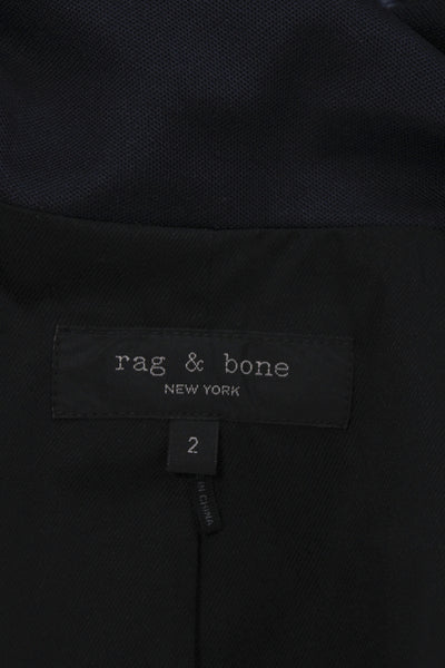 Rag & Bone Women Basic Jacket Blue Button Cotton Long Sleeve Size 2