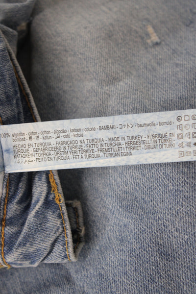 Zara Womens Wide Leg High Rise Blue Jeans Button Closure 100% Cotton Size 6