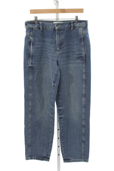 Zara Womens Mom High Rise Jeans Blue Cotton Button Fly 29 Inseam Size 6