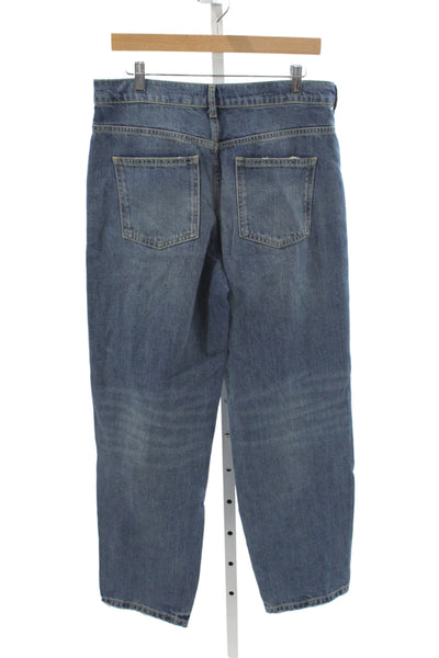 Zara Womens Mom High Rise Jeans Blue Cotton Button Fly 29 Inseam Size 6