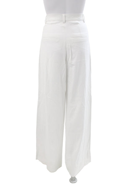 Nonchalant Label Womens Dress Pants White Button Solid Polyester Size M