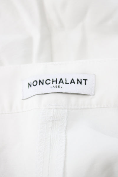 Nonchalant Label Womens Dress Pants White Button Solid Polyester Size M