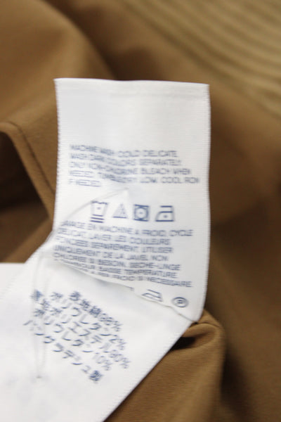 Lands End Women Brown Cotton Basic Jacket Button Front Size L