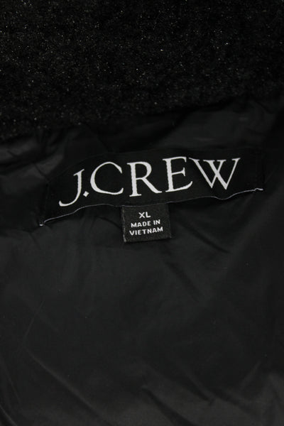 J Crew Womens Puffer Vest Black Snap Sleeveless Polyamide Size XL